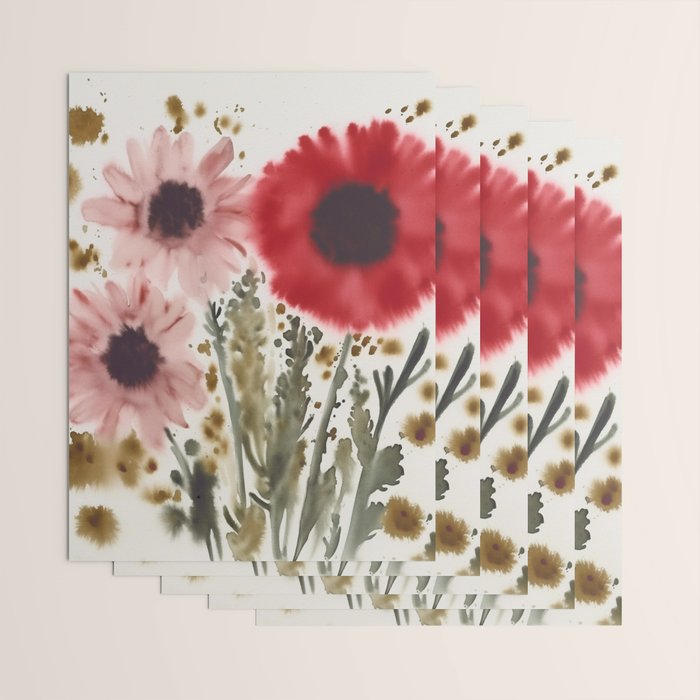 Poppy and Blush Blooms Wrapping Paper Gallery Image 3