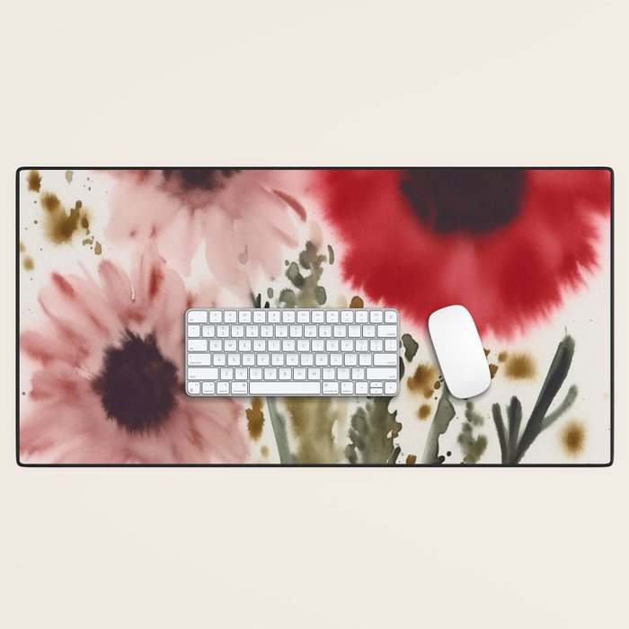 Poppy and Blush Blooms Desk Mat Gallery Image 1