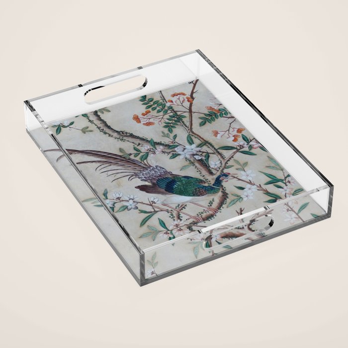Antique Chinoiserie with Bird Acrylic Tray Gallery Image 1