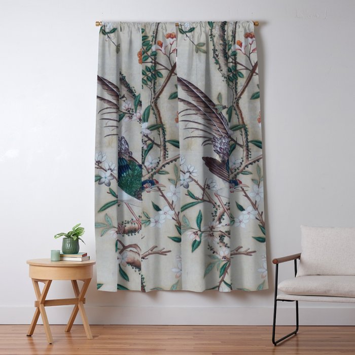 Antique Chinoiserie with Bird Window Curtain Gallery Image 5