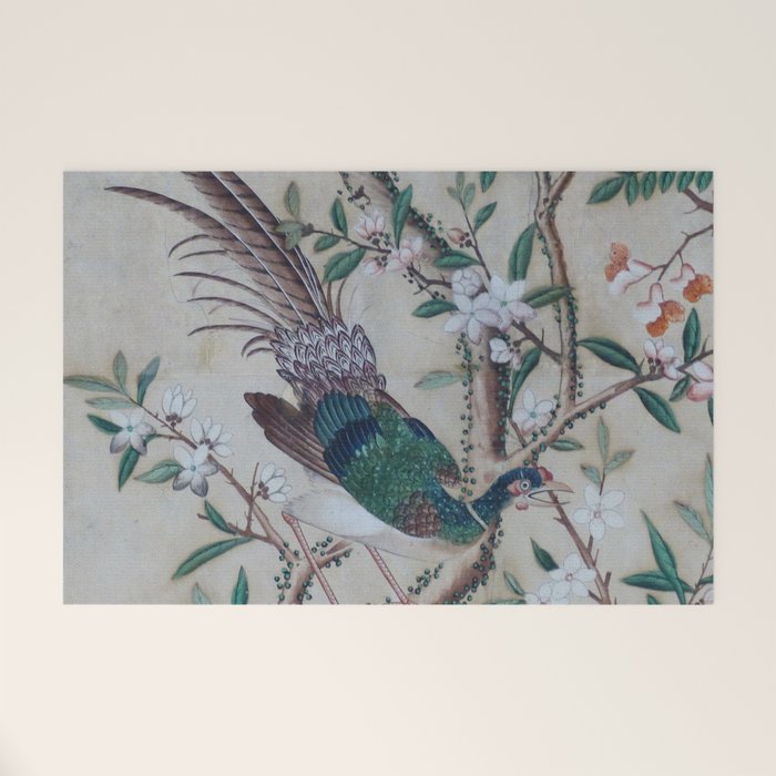 Antique Chinoiserie with Bird Welcome Mat Gallery Image 1