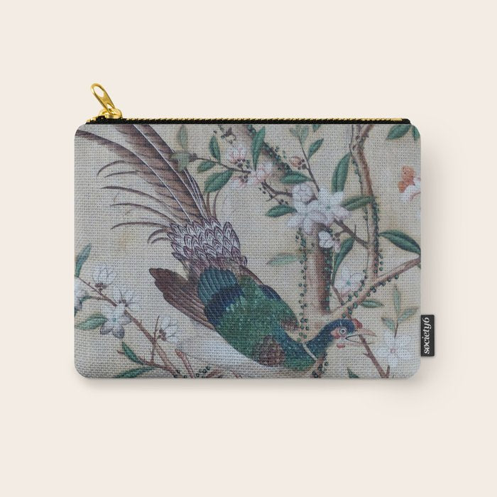 Antique Chinoiserie with Bird Carry All Pouch Gallery Image 1