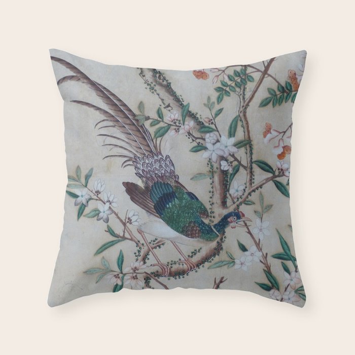 Antique Chinoiserie with Bird Throw Pillow Gallery Image 6
