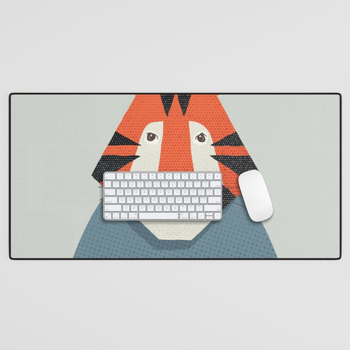 Whimsy Tiger, Animal Portrait Desk Mat Gallery Image 1