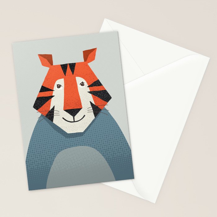 Whimsy Tiger, Animal Portrait Stationery Card Gallery Image 2