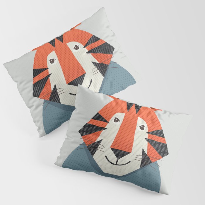 Whimsy Tiger, Animal Portrait Pillow Sham Gallery Image 1