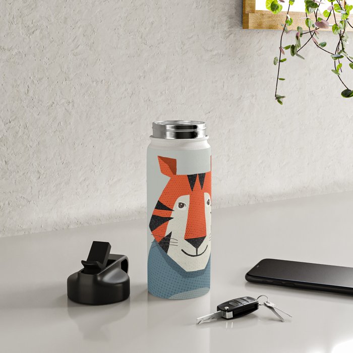 Whimsy Tiger, Animal Portrait Water Bottle Gallery Image 4