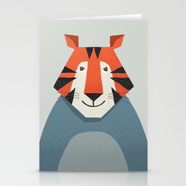 Whimsy Tiger, Animal Portrait Stationery Card Gallery Image 1