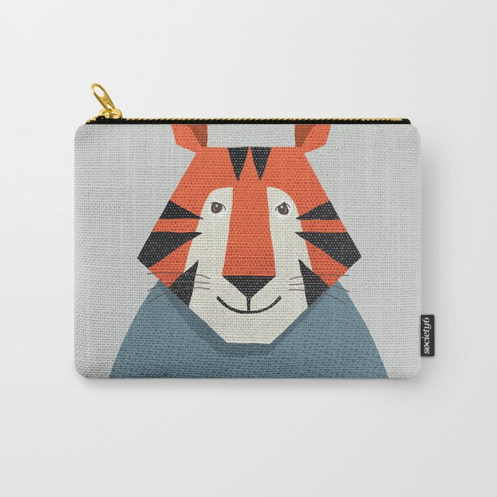 Whimsy Tiger, Animal Portrait Carry All Pouch Gallery Image 1
