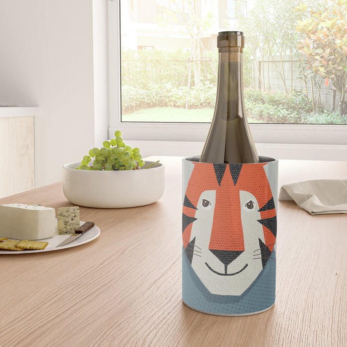Whimsy Tiger, Animal Portrait Wine Chiller Gallery Image 4