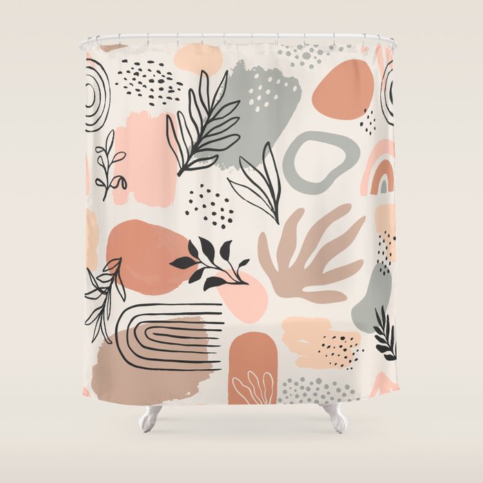 Abstract organic nature shape art pattern Shower Curtain Gallery Image 1