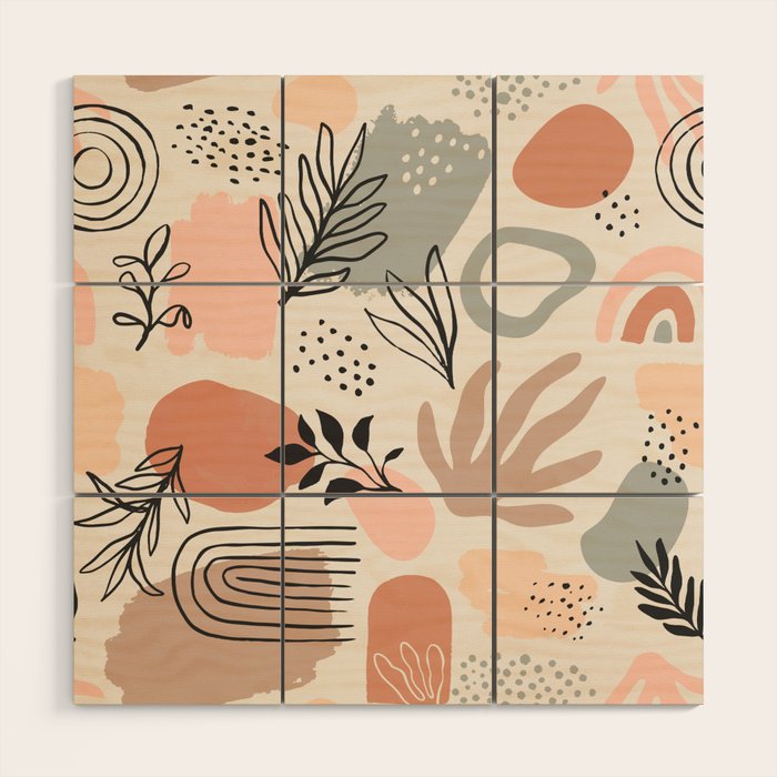 Abstract organic nature shape art pattern Wood Wall Art Gallery Image 1
