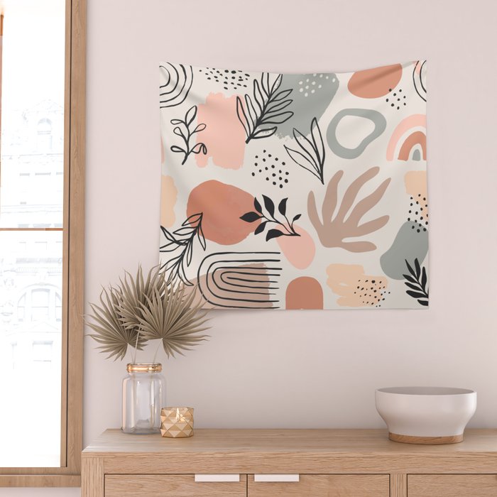 Abstract organic nature shape art pattern Wall Tapestry Gallery Image 2
