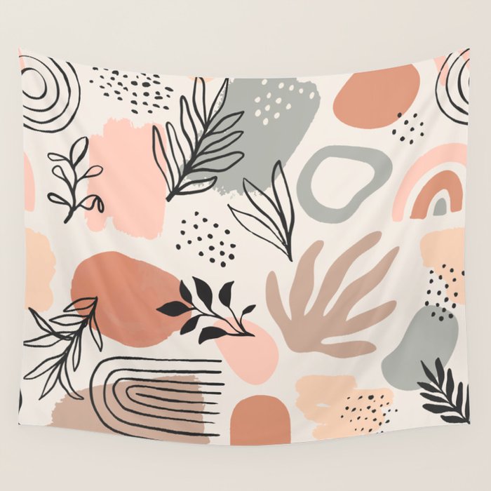 Abstract organic nature shape art pattern Wall Tapestry Gallery Image 1
