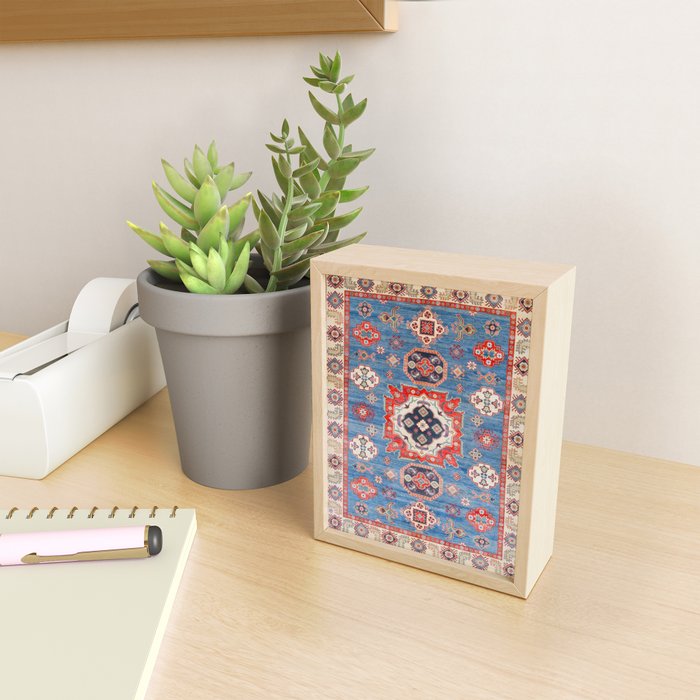 Blue Starblaze Handmade Kazak Rug Mini Art Print Gallery Image 2