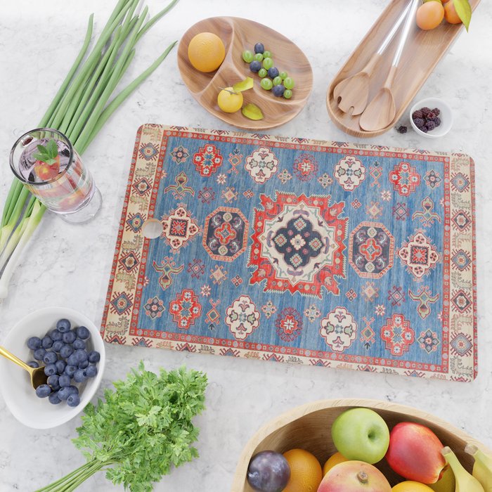 Blue Starblaze Handmade Kazak Rug Cutting Board Gallery Image 2