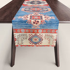Blue Starblaze Handmade Kazak Rug Table Runner Gallery Image 1
