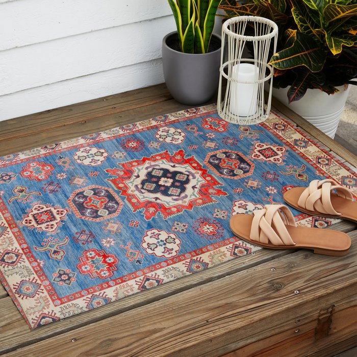 Blue Starblaze Handmade Kazak Rug Outdoor Rug Gallery Image 2