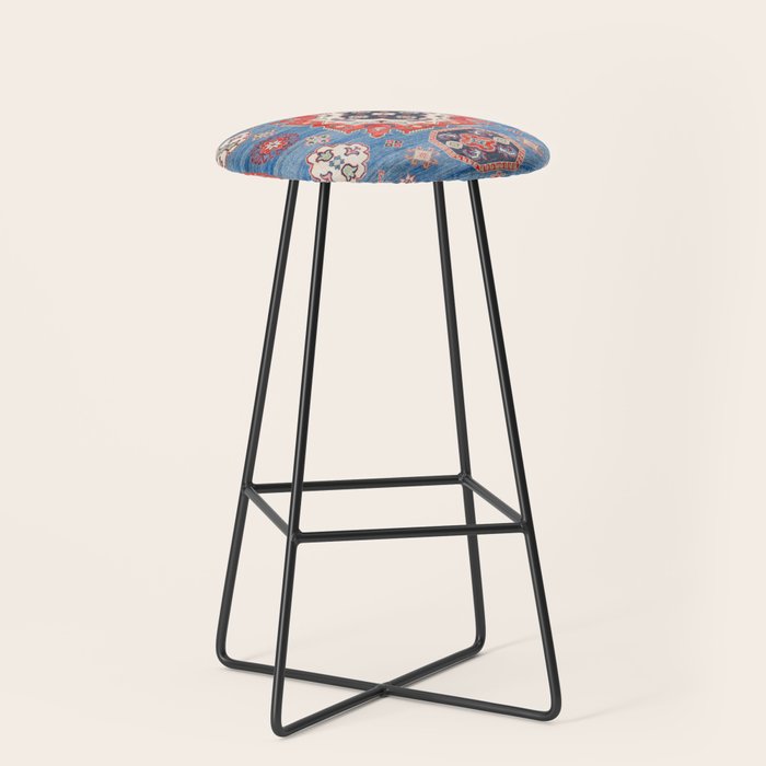Blue Starblaze Handmade Kazak Rug Stool Gallery Image 1