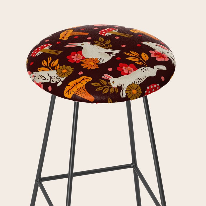 Bunnies and Shrooms Pattern Stool Gallery Image 2