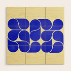 Blue mid-century shapes no8 Wood Wall Art Gallery Image 1