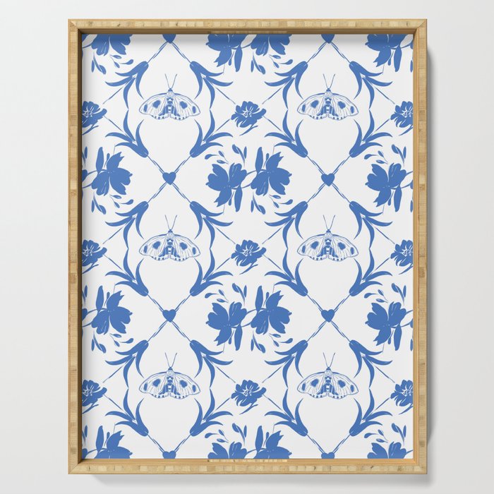 Floral Pleasure blue B Serving Tray Gallery Image 1