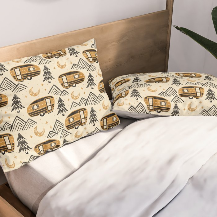 Little Camper - Cream, black, and gold Pillow Sham Gallery Image 2