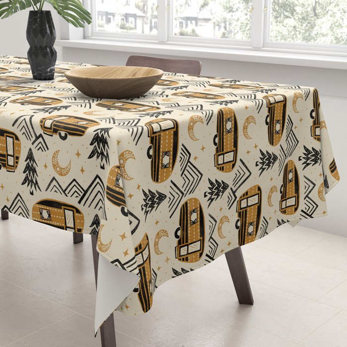 Little Camper - Cream, black, and gold Tablecloth Gallery Image 3