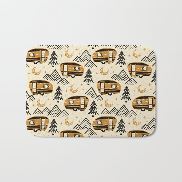 Little Camper - Cream, black, and gold Bath Mat Gallery Image 1