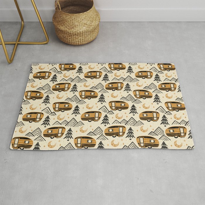 Little Camper - Cream, black, and gold Rug Gallery Image 1