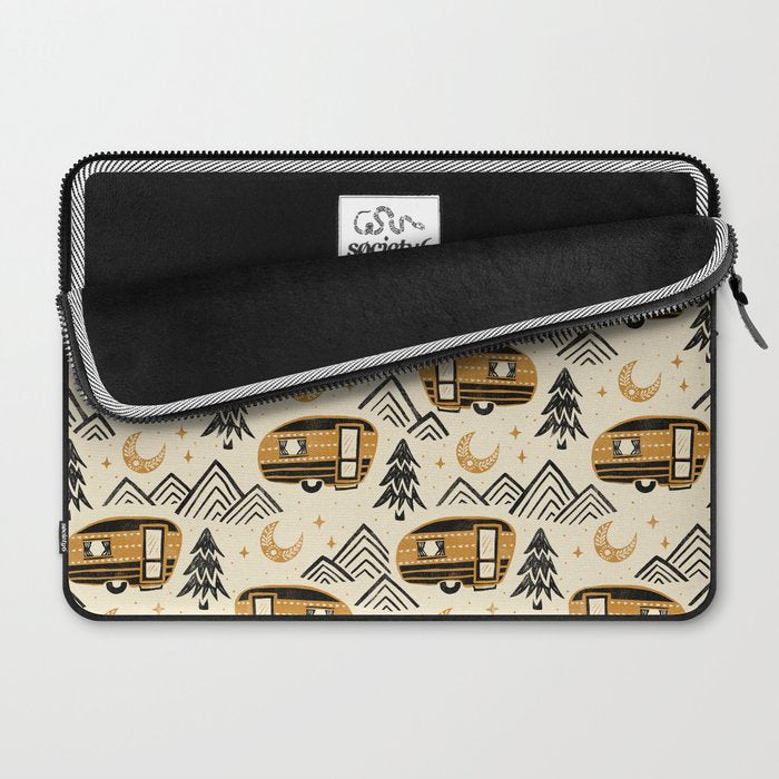 Little Camper - Cream, black, and gold Laptop Sleeve Gallery Image 2