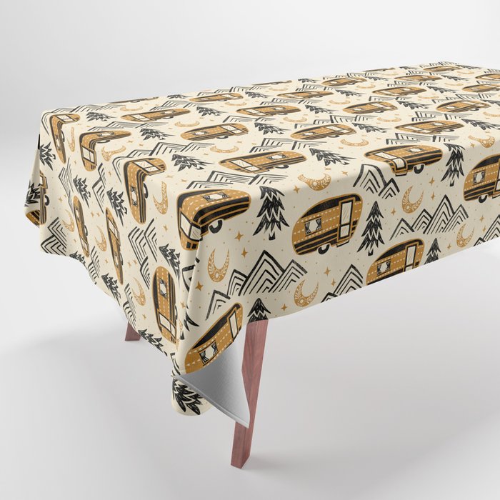 Little Camper - Cream, black, and gold Tablecloth Gallery Image 1