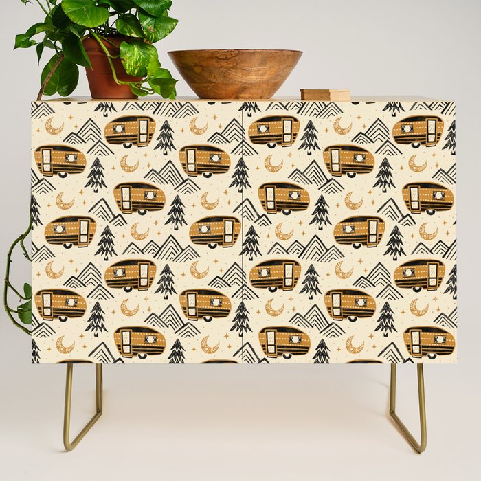 Little Camper - Cream, black, and gold Credenza Gallery Image 1
