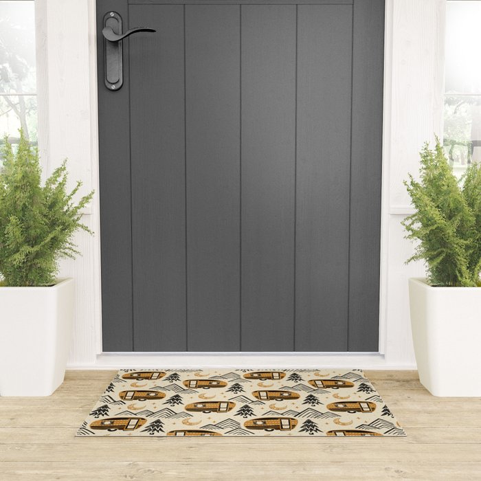 Little Camper - Cream, black, and gold Welcome Mat Gallery Image 3