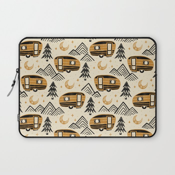 Little Camper - Cream, black, and gold Laptop Sleeve Gallery Image 1