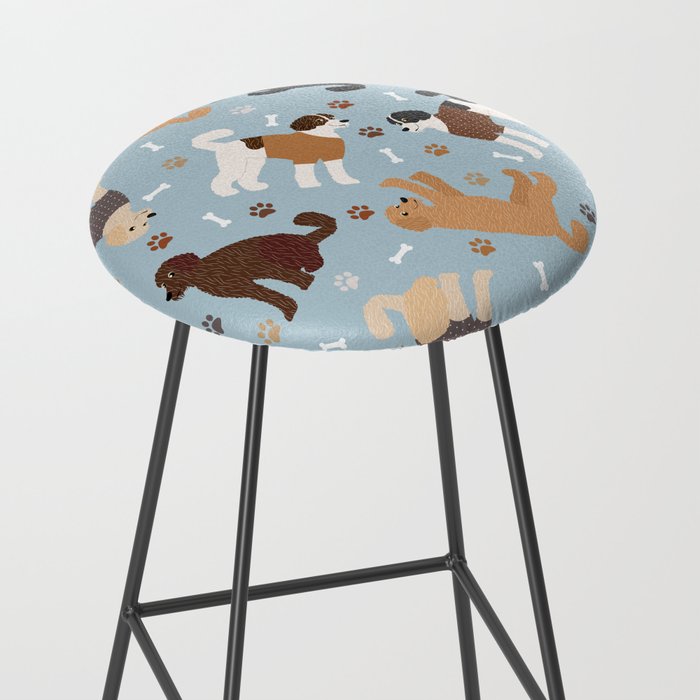 Labradoodle / Goldendoodle Dog Paws and Bones Pattern Stool Gallery Image 2