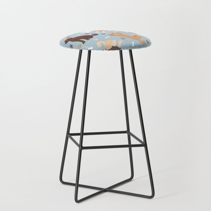 Labradoodle / Goldendoodle Dog Paws and Bones Pattern Stool Gallery Image 1