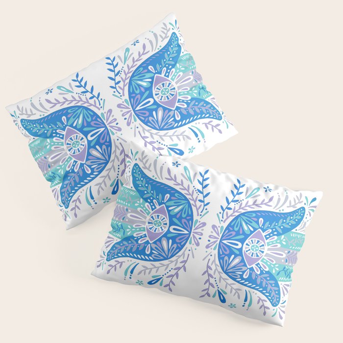 Hamsa Hand - Blue & Turquoise Palette Pillow Sham Gallery Image 1