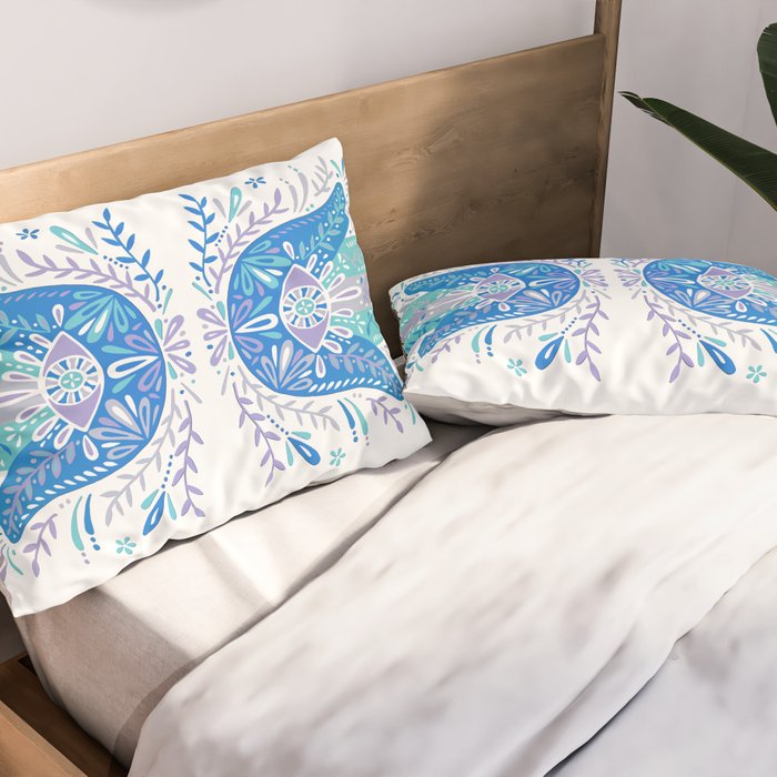 Hamsa Hand - Blue & Turquoise Palette Pillow Sham Gallery Image 2