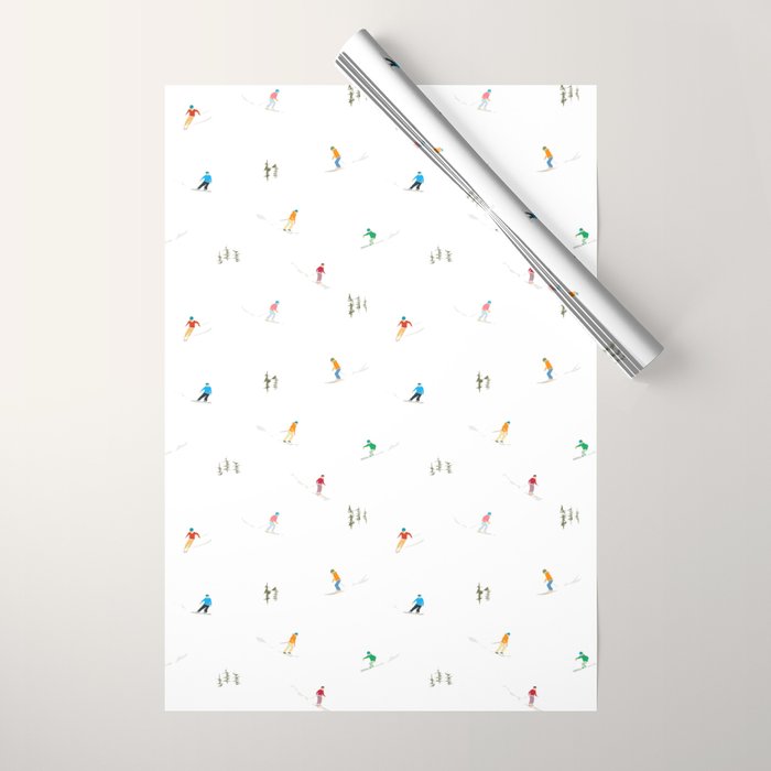 Mountain Skiers Pattern Wrapping Paper Gallery Image 1
