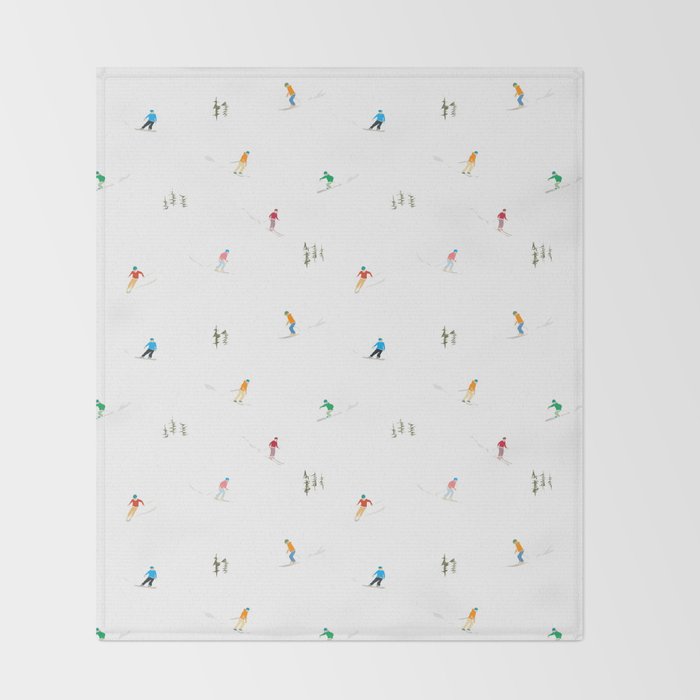 Mountain Skiers Pattern Throw Blanket Gallery Image 2