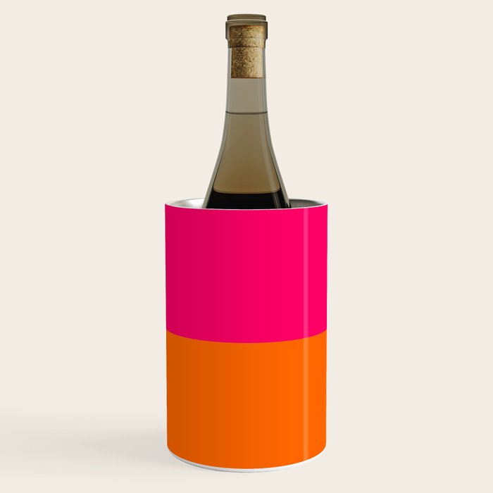 Bright Pink Orange Two Tone Minimalist Color Block Wine Chiller Gallery Image 1