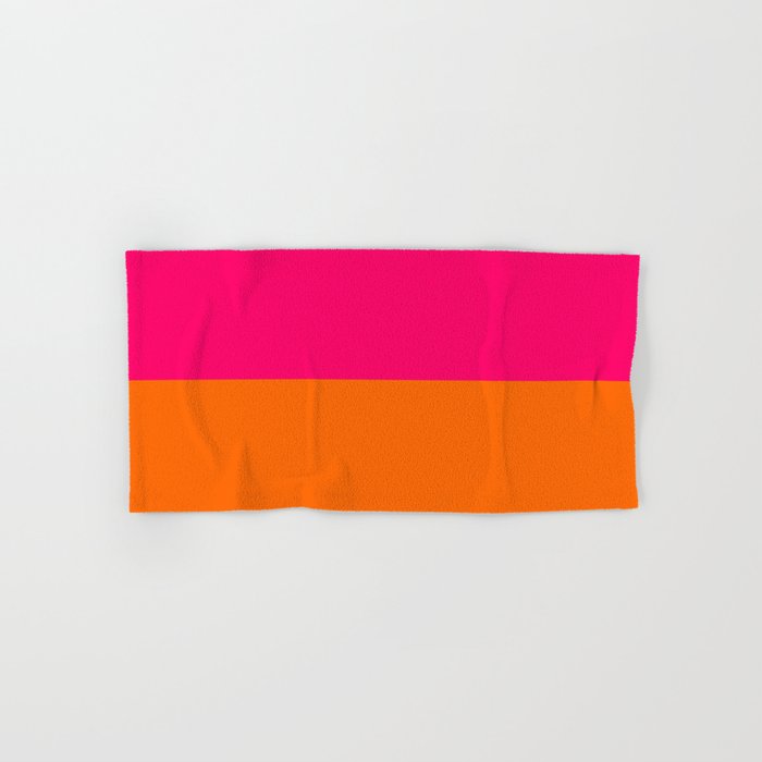 Bright Pink Orange Two Tone Minimalist Color Block Bath Towel Gallery Image 1