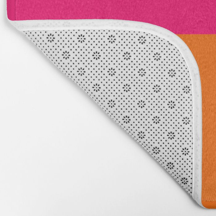 Bright Pink Orange Two Tone Minimalist Color Block Bath Mat Gallery Image 2