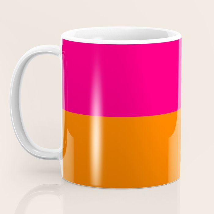 Bright Pink Orange Two Tone Minimalist Color Block Coffee Mug Gallery Image 3