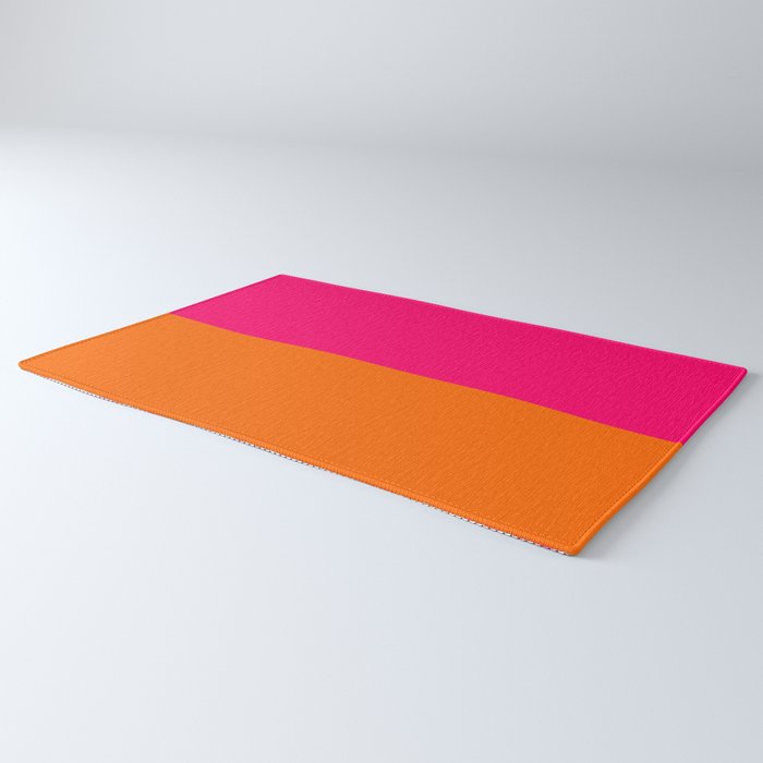 Bright Pink Orange Two Tone Minimalist Color Block Rug Gallery Image 3