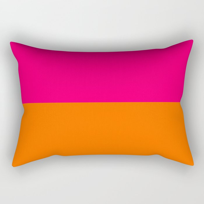 Bright Pink Orange Two Tone Minimalist Color Block Rectangular Pillow Gallery Image 2