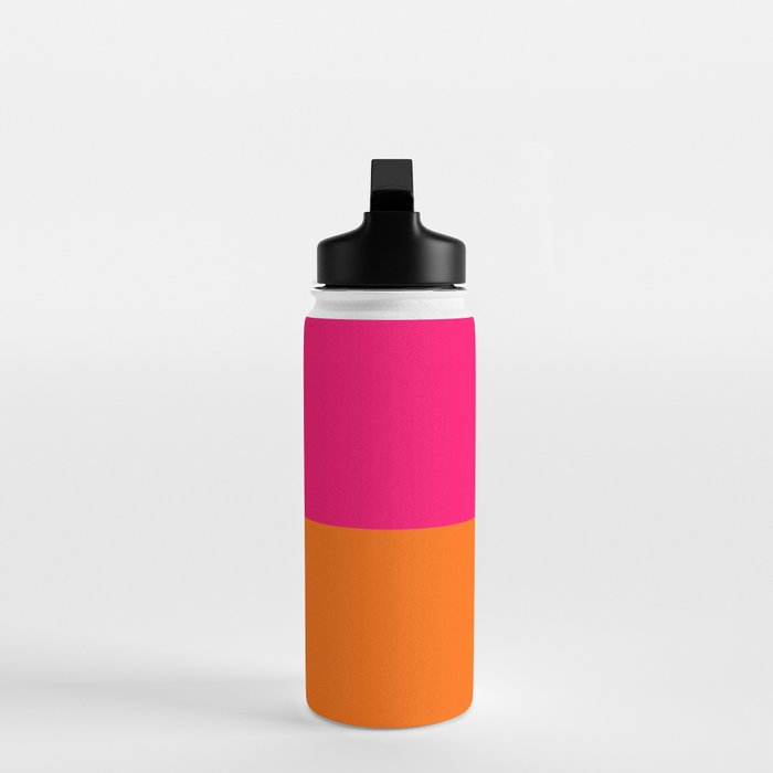 Bright Pink Orange Two Tone Minimalist Color Block Water Bottle Gallery Image 3