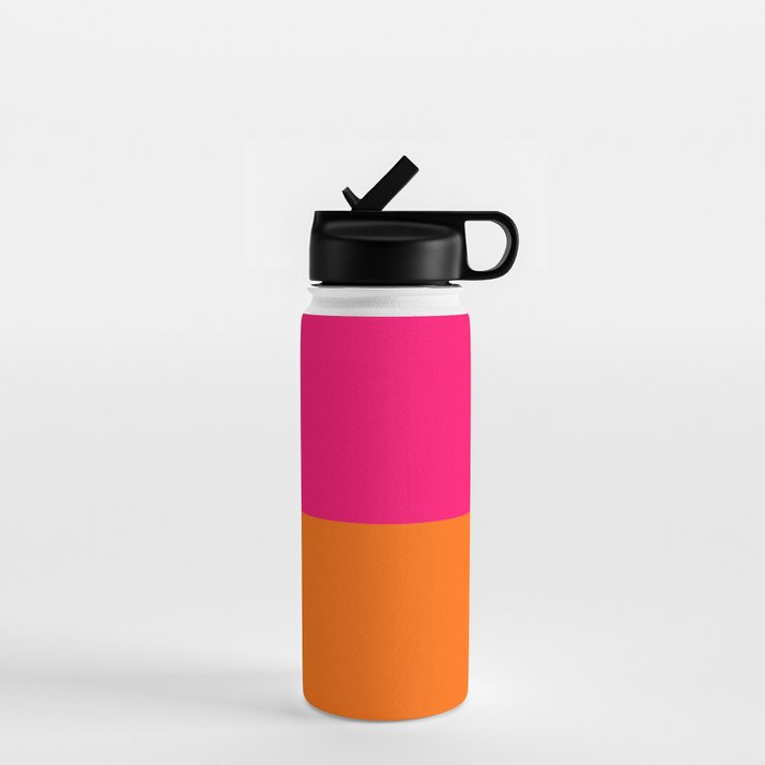 Bright Pink Orange Two Tone Minimalist Color Block Water Bottle Gallery Image 1