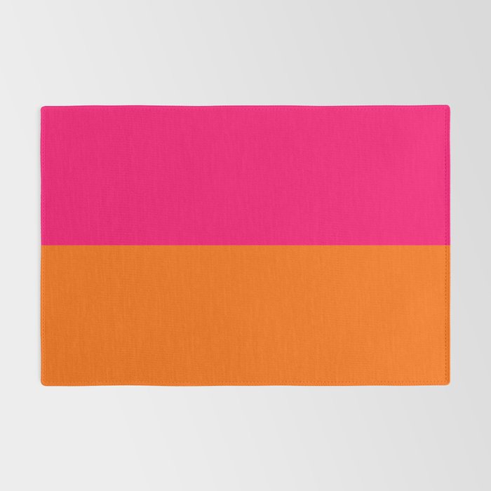 Bright Pink Orange Two Tone Minimalist Color Block Rug Gallery Image 2